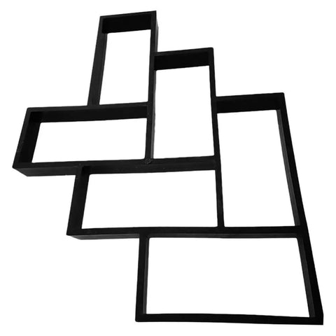 Rectangular Concrete Stepping Stone Mold For DIY Garden Pathway Reusable Plastic Paving Mold For Easy Outdoor Landscaping Walkways And Patio Projects Ultimate DIY Friendly Stone Maker For Fast Concrete Stepping Stone Creation, black interlocking design, front view.