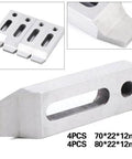 Stainless Steel Wire EDM Jig Holder Set 4 Piece For Precision Fixture Board And Woodworking Joinery Clamping Leveling Tool With M8x1.25 Screws Easy To Use And Pro Grade Durability, showing close-up of stainless steel pieces with dimensions.