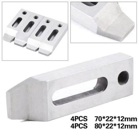 Stainless Steel Wire EDM Jig Holder Set 4 Piece For Precision Fixture Board And Woodworking Joinery Clamping Leveling Tool With M8x1.25 Screws Easy To Use And Pro Grade Durability, showing close-up of stainless steel pieces with dimensions.