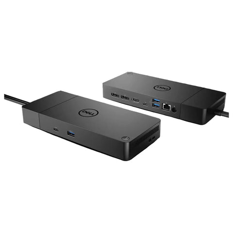 Sweet Work Setup Bundle Featuring One Thirty Watt Type C Dock Driving Dual Four K Monitors And Fast Ethernet Plus Snappy Keyboard Mouse Kit With Gel Wrist Pad And Heavy Duty Dual Arm Stand For Smooth Daily Grind Convenience, USB C docking station in sleek black.
