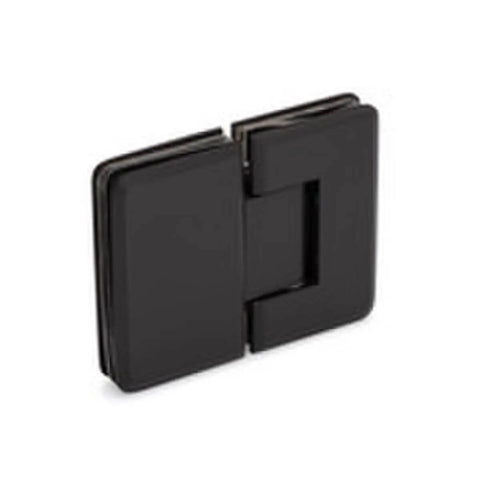 Alt Tag: Heavy Duty Adjustable 180 Degree Glass To Glass Hinge in Oil Rubbed Bronze for frameless shower doors, close-up view.