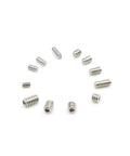 Straight Up Solid 304 Stainless Steel Cup Point Hex Set Screw Assortment featuring assorted sizes and shapes of hex screws.