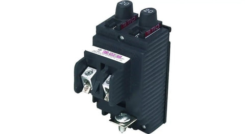 Pushmatic Replacement 20 Amp Tandem Single Pole Circuit Breaker For CTL Panels, 10,000 AIC, UL Listed ETL, side view