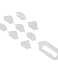 Shop Ready Router Table Corner Radius Jig Set Built Tough With Real Aluminum Alloy Includes Eight Chamfer Profile Templates R5 Through R40 showing angled radius plates.