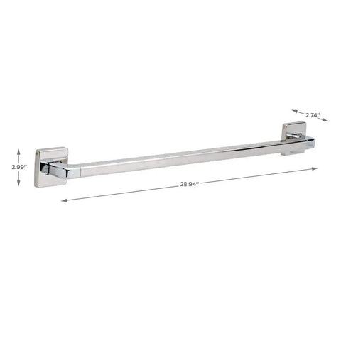 24-Inch Angular Modern Grab Bar In Polished Chrome For Real Bathroom Safety And Solid Support, Concealed Mounting, 1-1/4 Inch Width, Extends 2-3/4 Inches From Wall, 3-Inch Square Flanges
