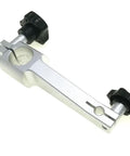 Measuring Arm Bracket for Comparator Stand Indicator Holder With 94mm Center Distance, Pro Grade Arm Mount for Metrology Tools, Durable Adjustable Quality Control Gear for Inspectors, Lab Techs, and Industrial Measurement Setups silver aluminum clamp bracket with black knobs