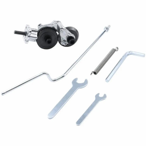 Upgrade Your Shop With This Electric Drill Shears Attachment parts including metal nibbler with wrenches and a spring for cutting metal.