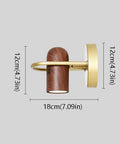 Fly Modern Metal Led Wall Sconce With Bulb Hardcore Adjustable Indoor Reading Lamp Featuring Slick Imitation Wood Grain Finish For Bedroom Kitchen Corridor with dimensions displayed.
