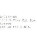 Built Dope Marine Boat Fire Extinguisher Storage Box In Matte Black With A Starboard Side Mount Rig showing label details.
