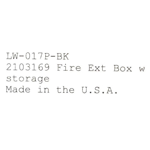 Built Dope Marine Boat Fire Extinguisher Storage Box In Matte Black With A Starboard Side Mount Rig showing label details.