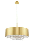 Gorgeous Six Light Pendant Featuring Brushed Nickel Drum Shade And Clear Faceted K9 Crystals to elevate your living room decor.