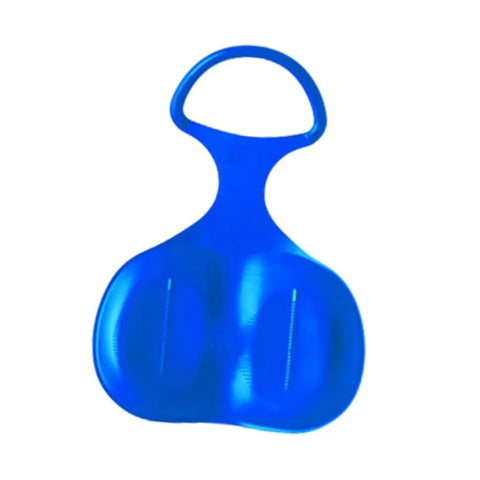 Heavy Duty Snow Sled For Winter Fun And Family Thrills, Large Luge Board in blue with easy grip handle for snow sand grass sliding.