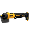 Heavy Duty Angle Grinder With 20V Max FlexVolt Advantage Muscle, side view showing brushless motor design and paddle switch.