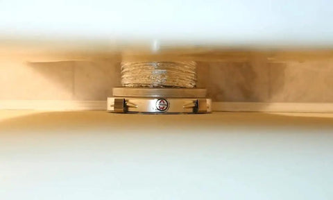 Magnetic Dryer Vent Coupling For 0 To 3 Inch Offsets Self Aligning 4 Inch Dryer Hose Connector UL 2158A Approved shown installed