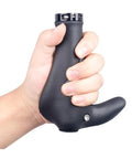 Hand holding MTB Handlebar Grips With Soft Gel Inserts For Shock Absorption And Ergonomic Comfort Easy Install Horns Black 22 mm ID