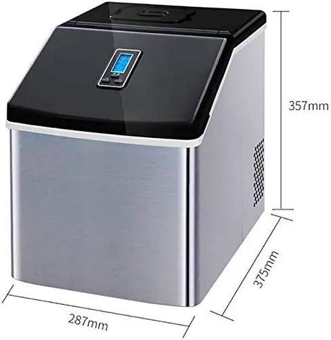 Portable Countertop Electric Ice Cube Maker Machine Pumping Out Thirty Three Pounds Daily With Lightning Quick Six Minute Freezing Cycles And Infrared Auto Shutoff in stainless steel finish.
