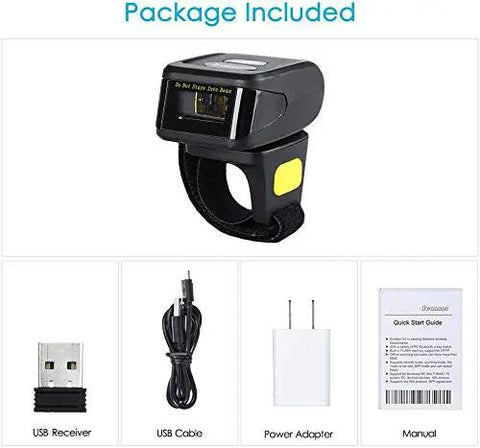 Ring Wearable 1D Barcode Scanner For Hands Free Scanning Bluetooth 2.4G Wireless Or USB Wired Mini Bar Code Reader package contents