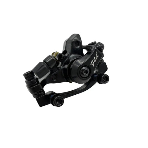 Front And Rear Disc Brake Caliper Replacement Kit For V8 Electric Bicycle shown in black, side view, durable caliper for crisp braking