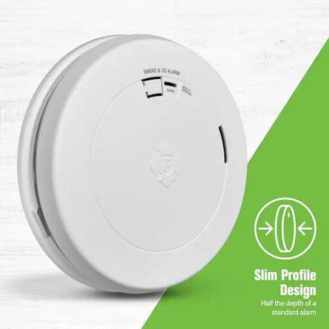 Two In One Smoke And Carbon Monoxide Alarm With Battery Powered Detector And Slim Profile Design Model SMCO200