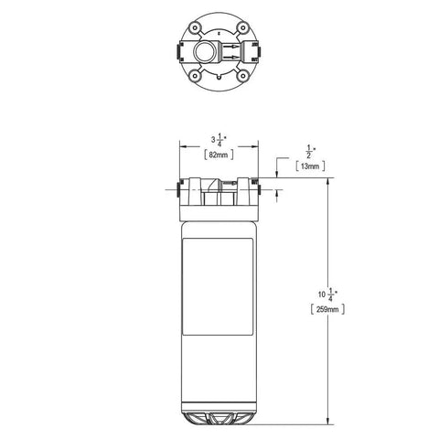 Technical drawing of WaterSentry 51300C Replacement Filter for bottle fillers with dimensions and structure details.