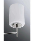 Close-up of Replay Collection Etched White Glass Modern Chandelier Light, 3 Light, Polished Nickel Finish