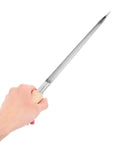 Hand holding Stainless Steel Grain Sampler With Wooden Handle For Wheat And Rice Sampling, Easy To Use Farm Grade Probe
