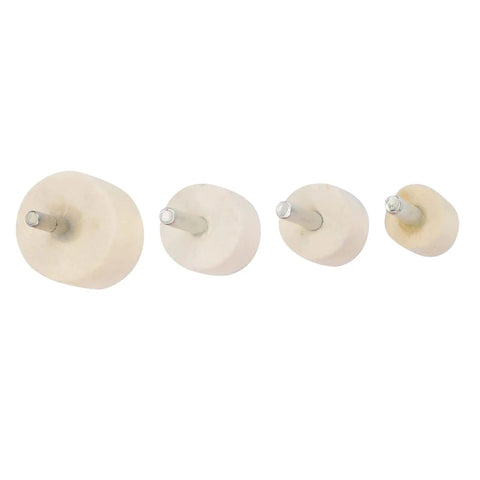 Total Game Changer Glass Scratch Remover Kit With 4 Heavy Duty Felt Buffing Wheels And 230 Grams Cerium Oxide Powder showing four rubber buffing discs.