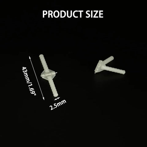 Durable Plastic Needle Hinge Pins For RC Planes And Helis 2.5x43mm 10 Pack showing size and dimensions