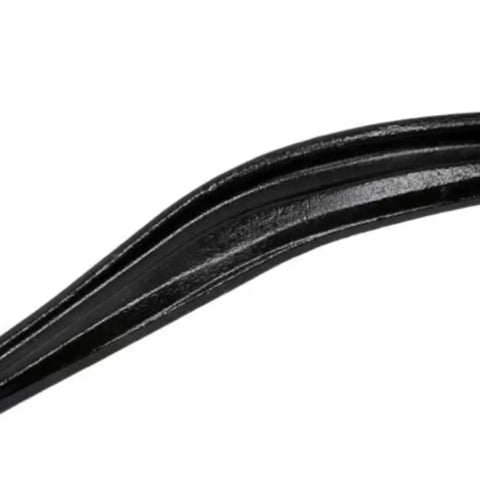 New Heavy Duty Steel Control Arm Link For Cadillac ATS 2013-2019 Front Driver Side Lower With Rubber Bushing And Tapered Hole Linkage End Black Finish, black steel arm close-up