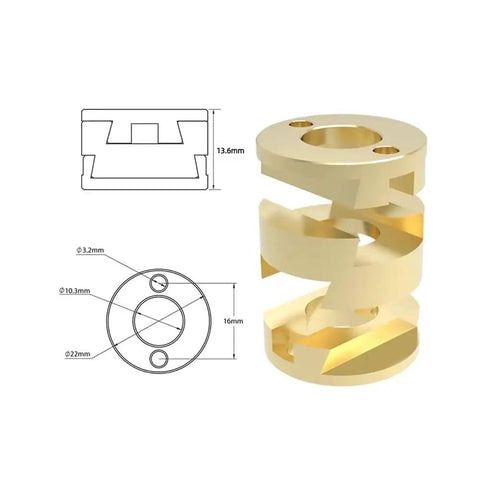 Get This Solid T8 Z-Axis Screw Hot Bed Oldham Coupler For Your 3D Printer Setup That Fits The Ender3 Like A Glove And Keeps Things Super Stable While Preventing Any Weird Wiggling During Printing Sessions. Brass 22mm T8 Oldham coupler, 13.6mm tall, for Ender 3 Z-axis bed.