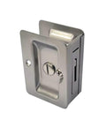Solid Brass Pocket Door Pull With Privacy Lock Satin Nickel Finish Rectangular Reversible Handle For Sliding Doors Size Three And One Quarter By Two And One Quarter Inches Made In Taiwan Hardware Included