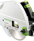 Badass Zero Fuss Plunge Saw With Aluminum Track Guide For Dial In Accuracy And Smooth Laminate Cuts 1600 Watt Motor Quick Release Blade Swap Heavy Duty Workshop Essential close-up view, showing blade and handle.