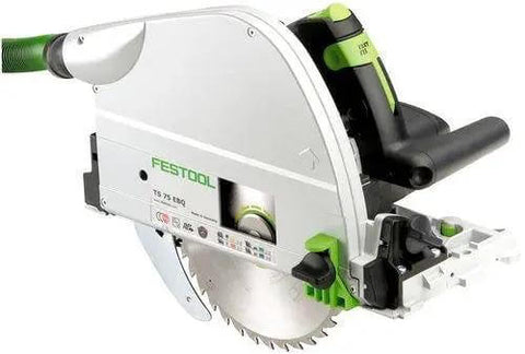 Badass Zero Fuss Plunge Saw With Aluminum Track Guide For Dial In Accuracy And Smooth Laminate Cuts 1600 Watt Motor Quick Release Blade Swap Heavy Duty Workshop Essential close-up view, showing blade and handle.