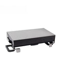 Professional Grade Dead On Precision Resin Print Bed Replacement Plate For Desktop Resin Printers angled view with solid surface and handles.