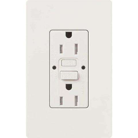 Tamper Resistant GFCI Duplex Receptacle With Test And Reset Button, 15 Amp White Outlet Built For Easy Home Use, Coordinates With Decorator Style Dimmers And Switches, Wall Plate Not Included
