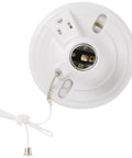 White Ceiling Lamp Holder With Pull Chain 250W 250V Medium Base A26 Lampholder Plastic 15 Amp Outlet For Indoor Lighting