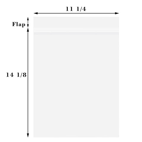 Diagram of Crystal Clear 11x14 Self Sealing Sleeves Pack Of 100, 1.6 Mil Acid Free Resealable Bags showing dimensions