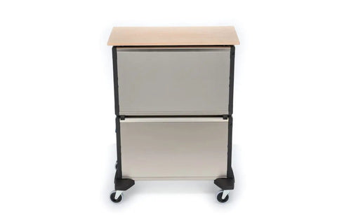 Hella Sturdy Tool Cart With Six Roomy Drawers And Premium Wood Worktop Rolling Shop Trolley Aluminum Body, front view
