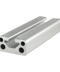 Hella Sturdy 1.5 By 0.75 Inch Clear Anodized Aluminum T Slot Extrusion Bar with a rectangular cross section.