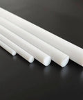 PTFE F4 Round Rod Bar, 7.87 Inch Long, 12mm Diameter, high temp Teflon grade rods on display, smooth and durable for versatile use.