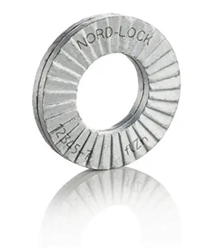 10 Pair 5/8 Inch Heavy Duty Wedge Lock Washers Vibration Proof Self Locking Hardware For Trucks And Equipment Top Shelf Rock Solid No Wiggle Room Fastener Assembly close-up view of a single zinc steel wedge lock washer.