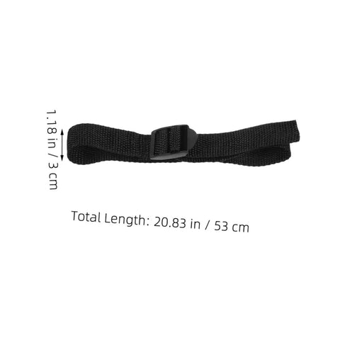 Black adjustable strap for Lawn Aerator Shoes Set With 16 Pcs Heavy Duty Spikes For Soil Loosening, showing length and width dimensions.