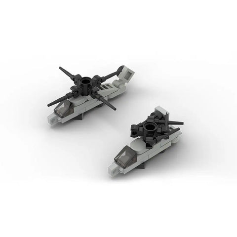 Two detailed miniature helicopter models made of ABS plastic for Ultimate Boss 652 Piece Naval Aircraft Carrier Building Blocks Set 1 To 300 Scale MOC.