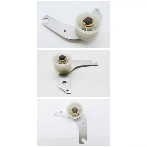 Complete Dryer Idler Pulley Assembly With Bracket For Easy Bolt On Install, Keeps Drive Belt Tension Steady To Preserve Smooth Drum Rotation And Quiet Operation, DIY Friendly Replacement, metal bracket and white pulley