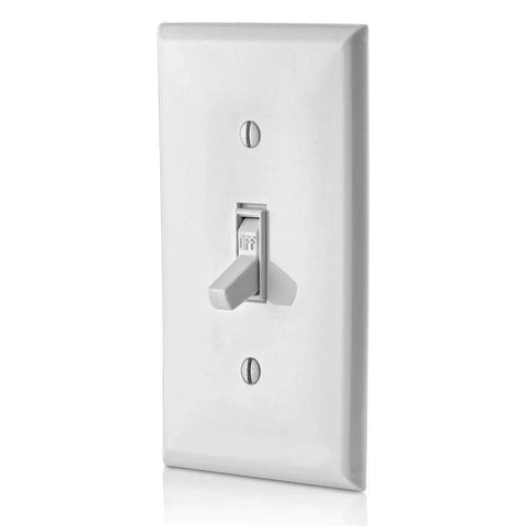 15 Amp 120 Volt Toggle Framed Single Pole AC Quiet Switch Residential Grade Grounding 10 Pack White Model 1451 2WM Easy Side Wiring
