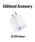 White AC USB adapter for E4K 4400 Lumen EDC Compact High Power Rechargeable Flashlight With USB C Charging And LumenTac Adapter.