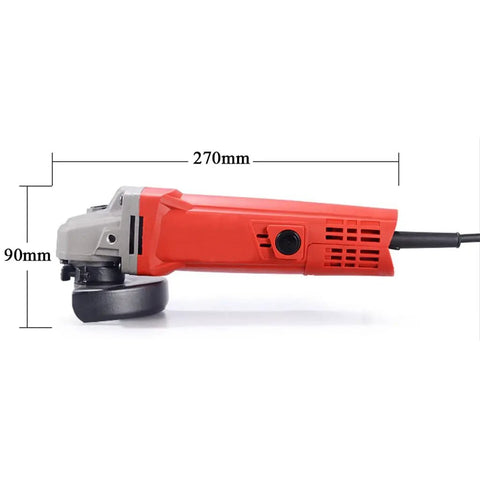 Portable Electric Angle Grinder Multipurpose Handheld Polisher Cutting And Grinding Tool With Rugged Non Slip Grip Heavy Duty Motor Splash Shield side view