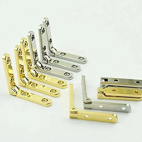 Heavy Duty 90 Degree Zinc Alloy Spring Hinges Pack Of 10 for Wooden Boxes and Jewelry Cases in gold and silver colors
