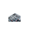 Corner view of EPM8 8 Channel Live Sound Mixer With Dual Aux Buses, XLR And 1/4 Inch Jack Sockets, showing control knobs and jacks.
