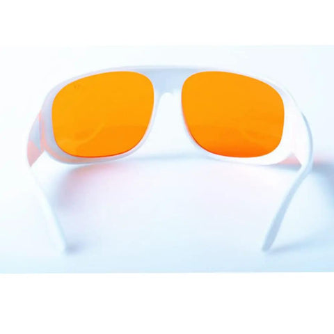 Premium Od5 Plus Laser Safety Glasses Featuring Snug Fit Frames blocking violet blue and green beams from 266Nm up to 540Nm.